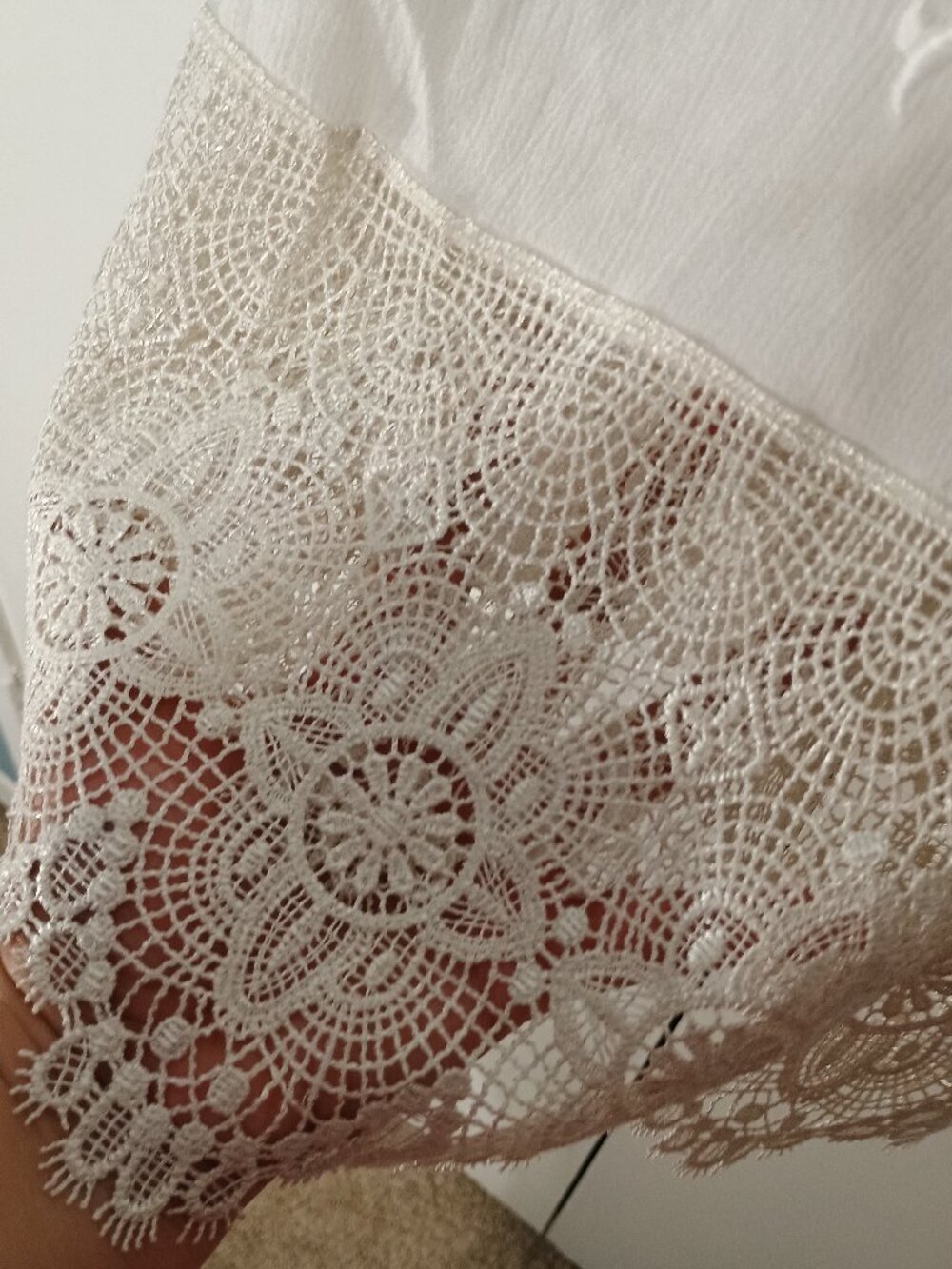 Ecote Urban Outfitters White Boho Cold Shoulder Crochet Lace Embroidered Blouse - Picture 9 of 10